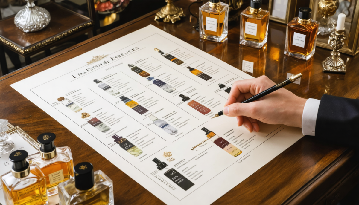 découvrez comment choisir facilement un équivalent de parfum grâce au tableau de correspondance de la maison des essences et trouvez votre fragrance idéale.